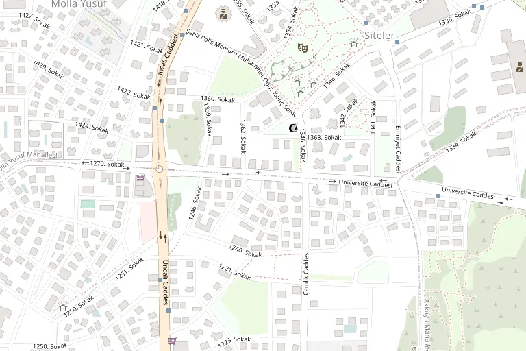 Map of the clinic's street in Siteler, Konyaaltı, Antalya